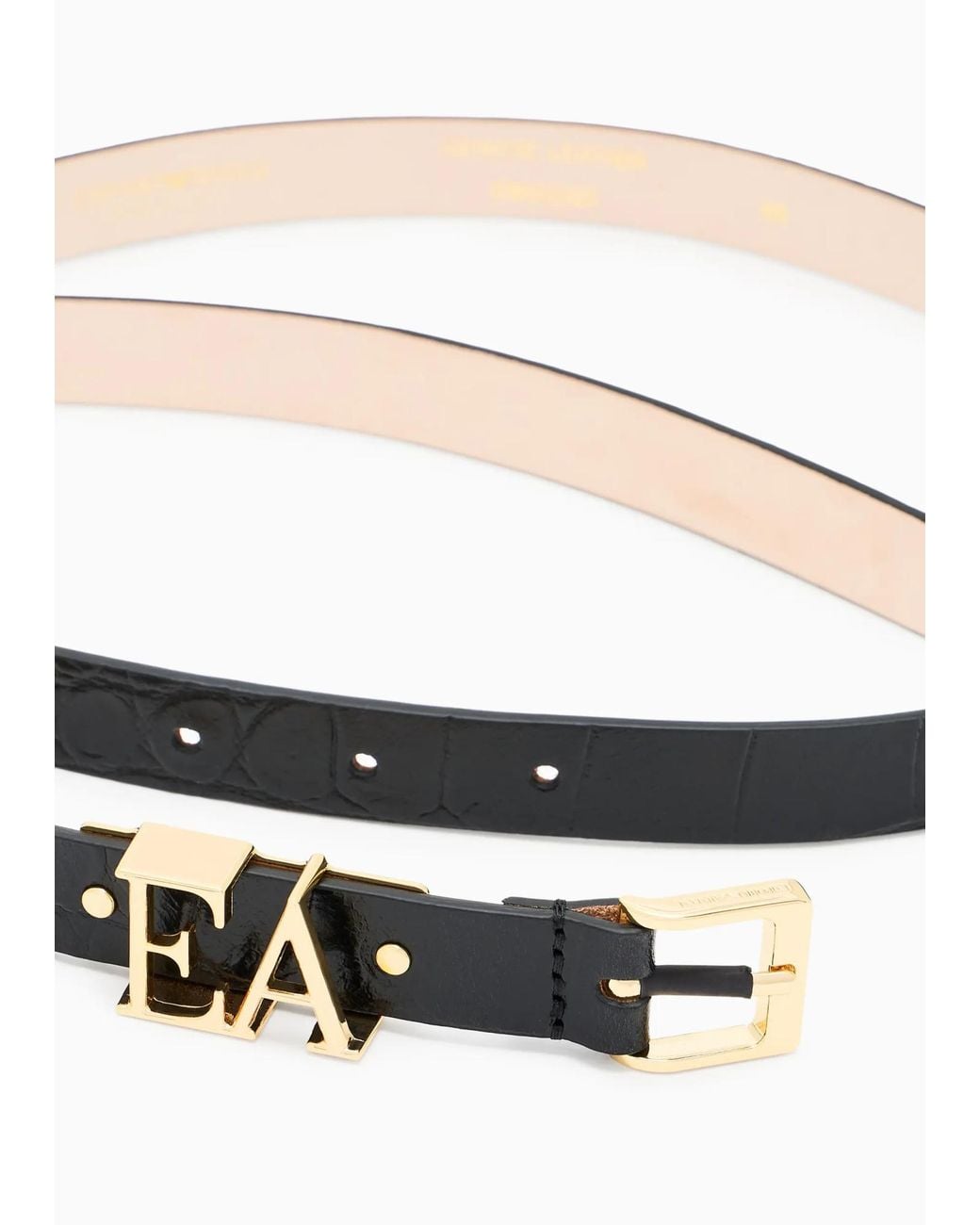 Emporio Armani White Hollowed-Out Logo Buckle Pin For Belt