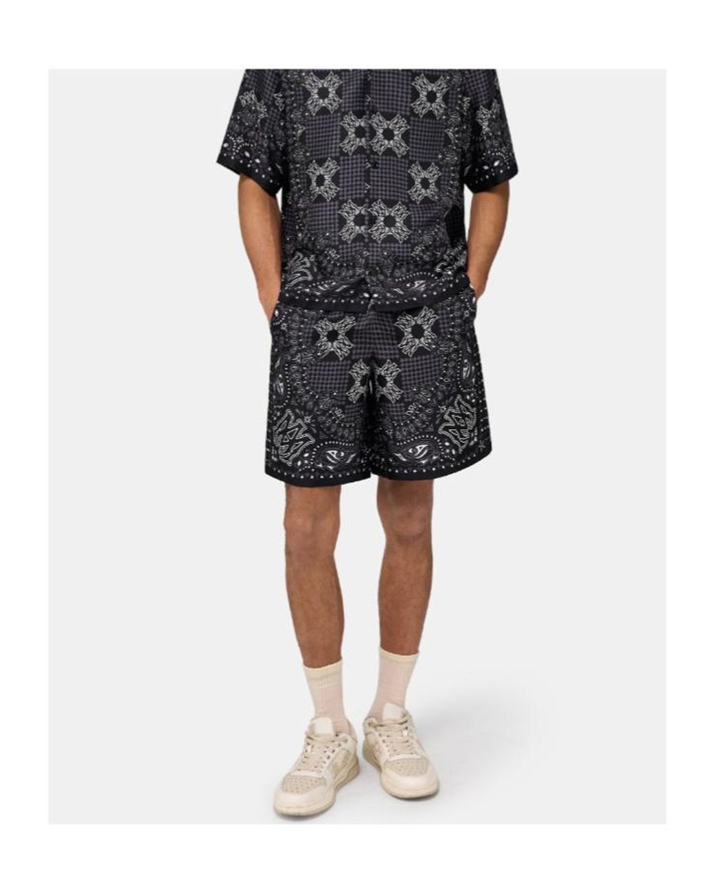 Amiri Black Ma Check Printed Shorts for men
