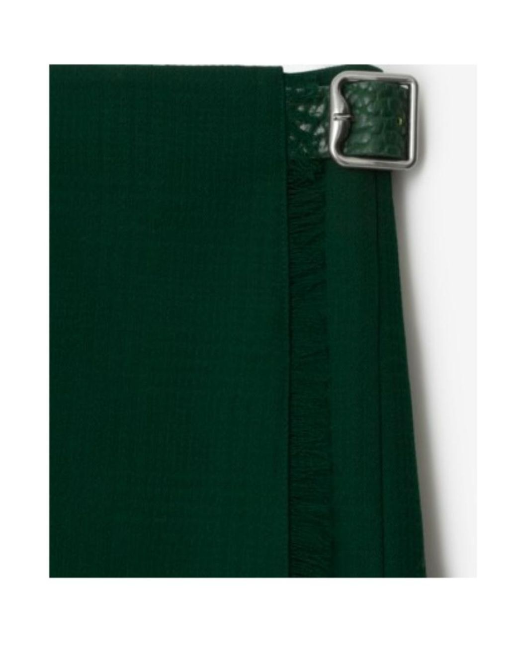 Burberry Green Pleated Frayed-Edge Mini Skirt