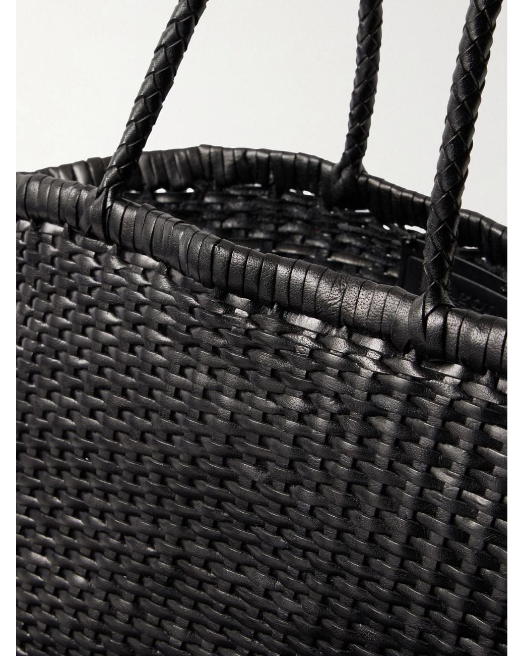 Dragon Diffusion Black Small Woven Leather Tote