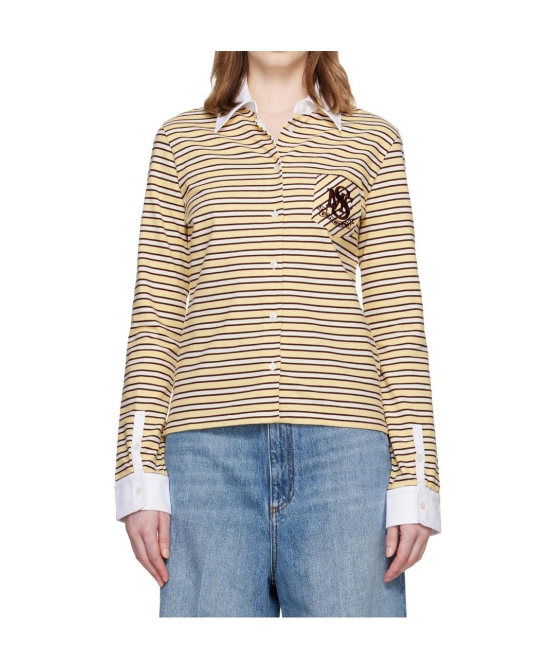 Stella McCartney Blue Striped Logo-Embroidered Shirt