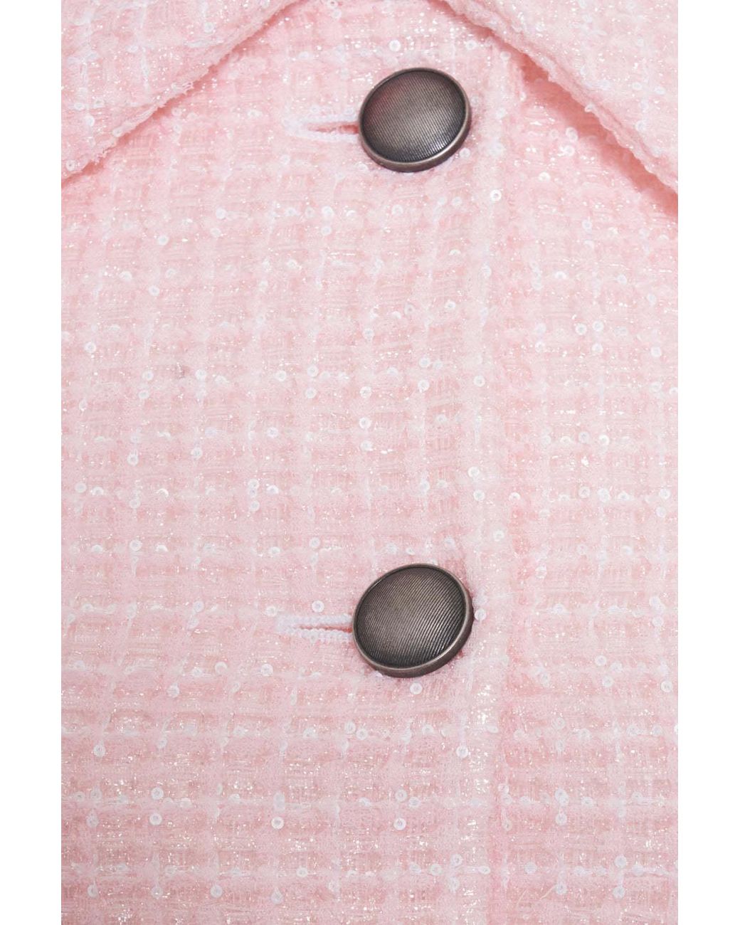 Alessandra Rich Pink Check Pattern Embellished Tweed Blazer