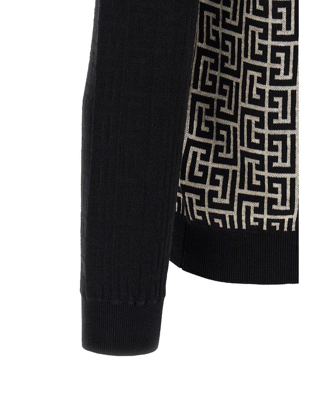 Balmain Black Pb Monogram Crew Knitted Sweater for men
