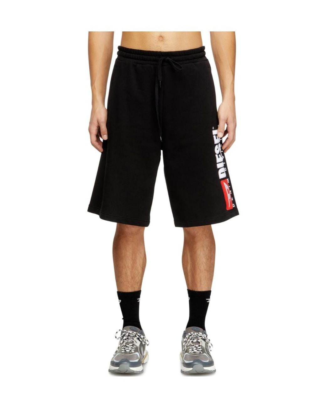 DIESEL Black P-Crow-Div Fleece Shorts for men