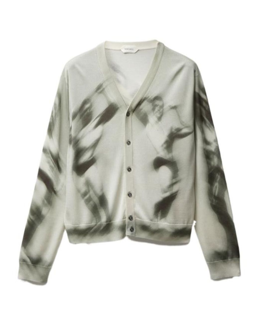 Versace Gray Printed Knitted Cardigan for men