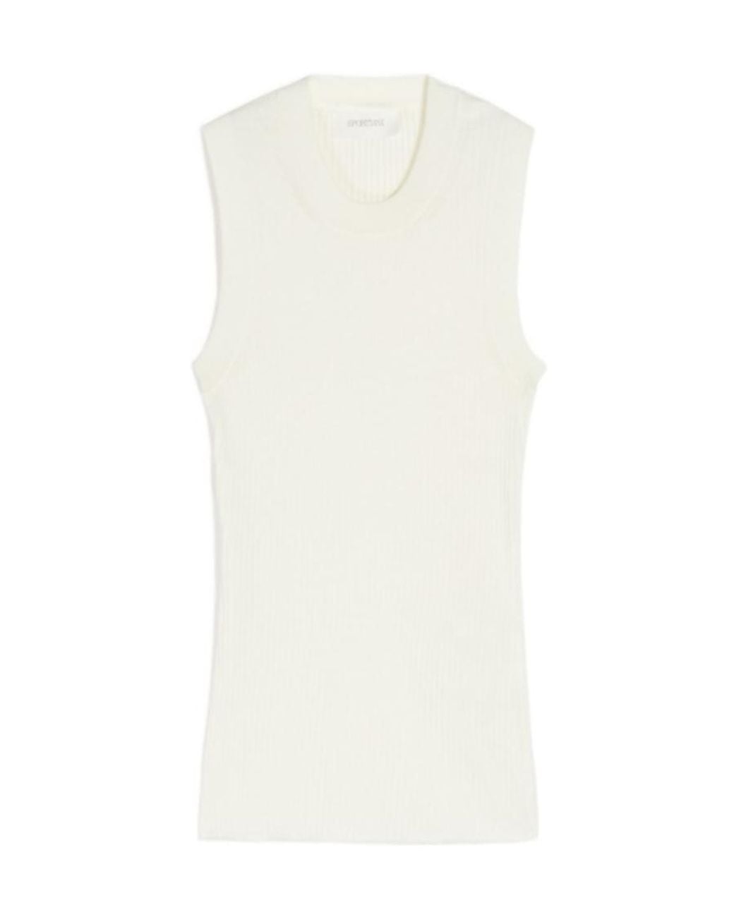 Sportmax White Straight Hem Sleeveless Top