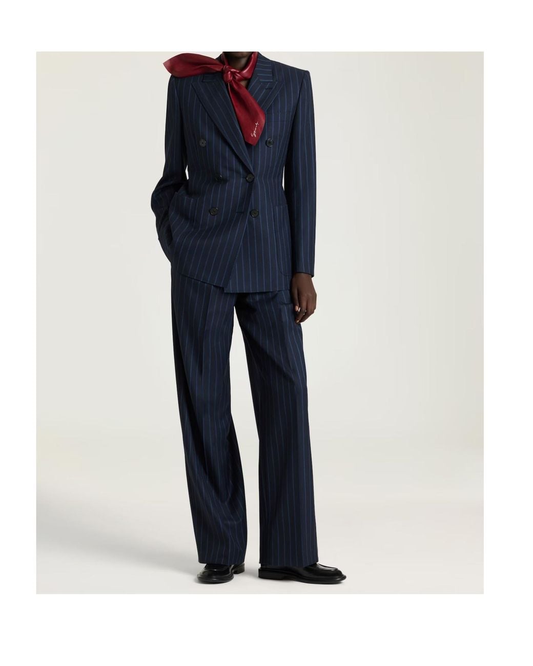 Givenchy Blue Double-Breasted Pinstripe Blazer