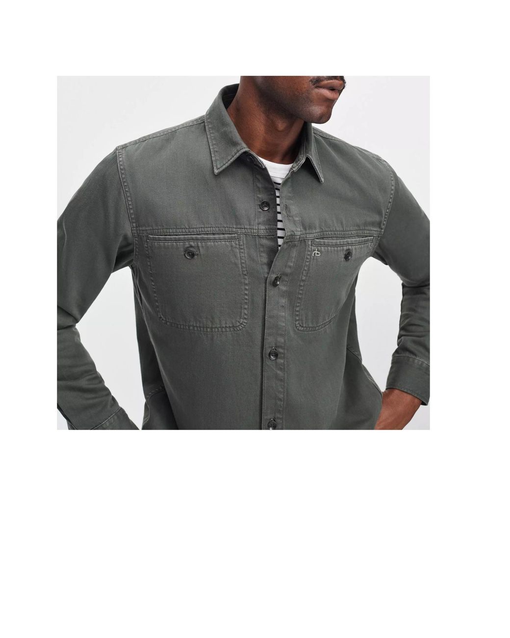 Rag & Bone Green Long-Sleeved Denim Shirt Jacket for men