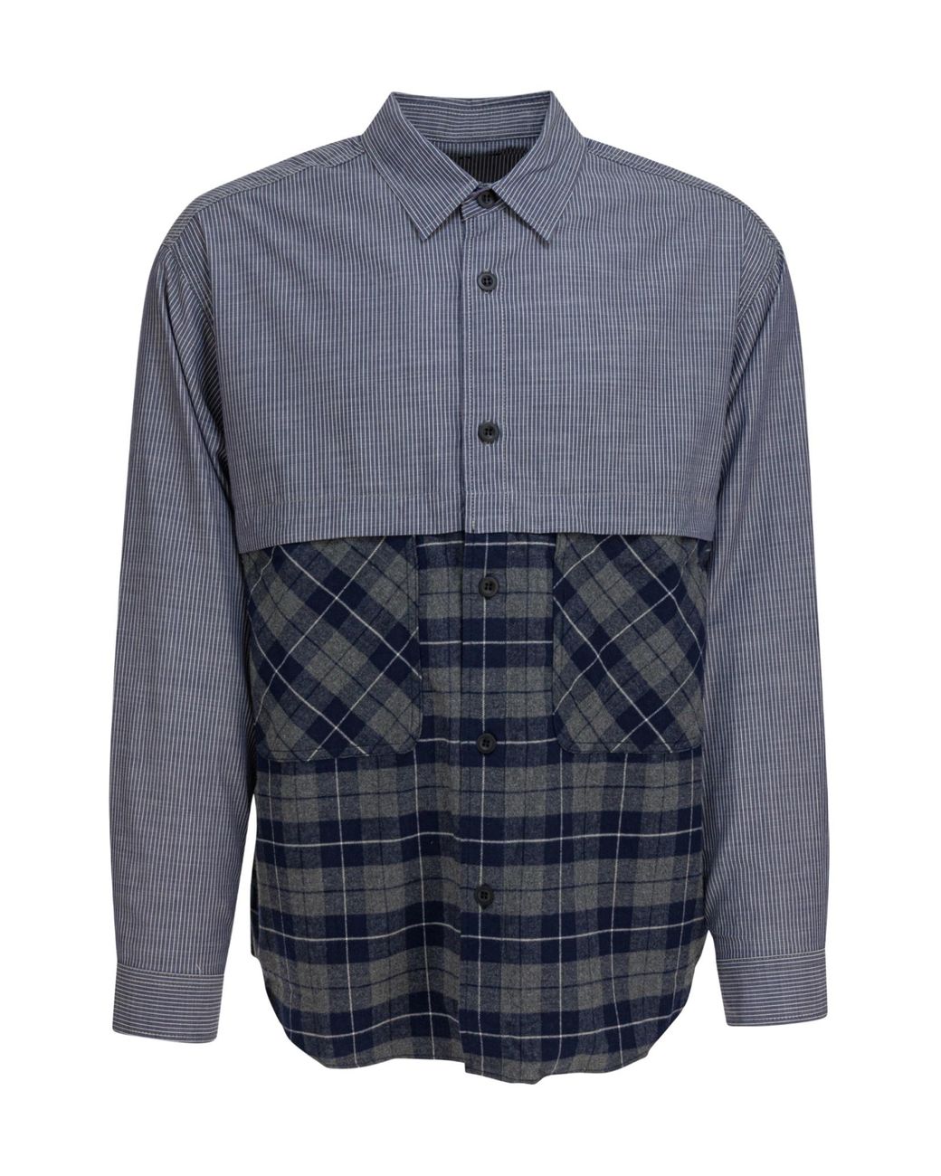 Comme des Garçons Blue Striped Checked Cotton Shirt for men