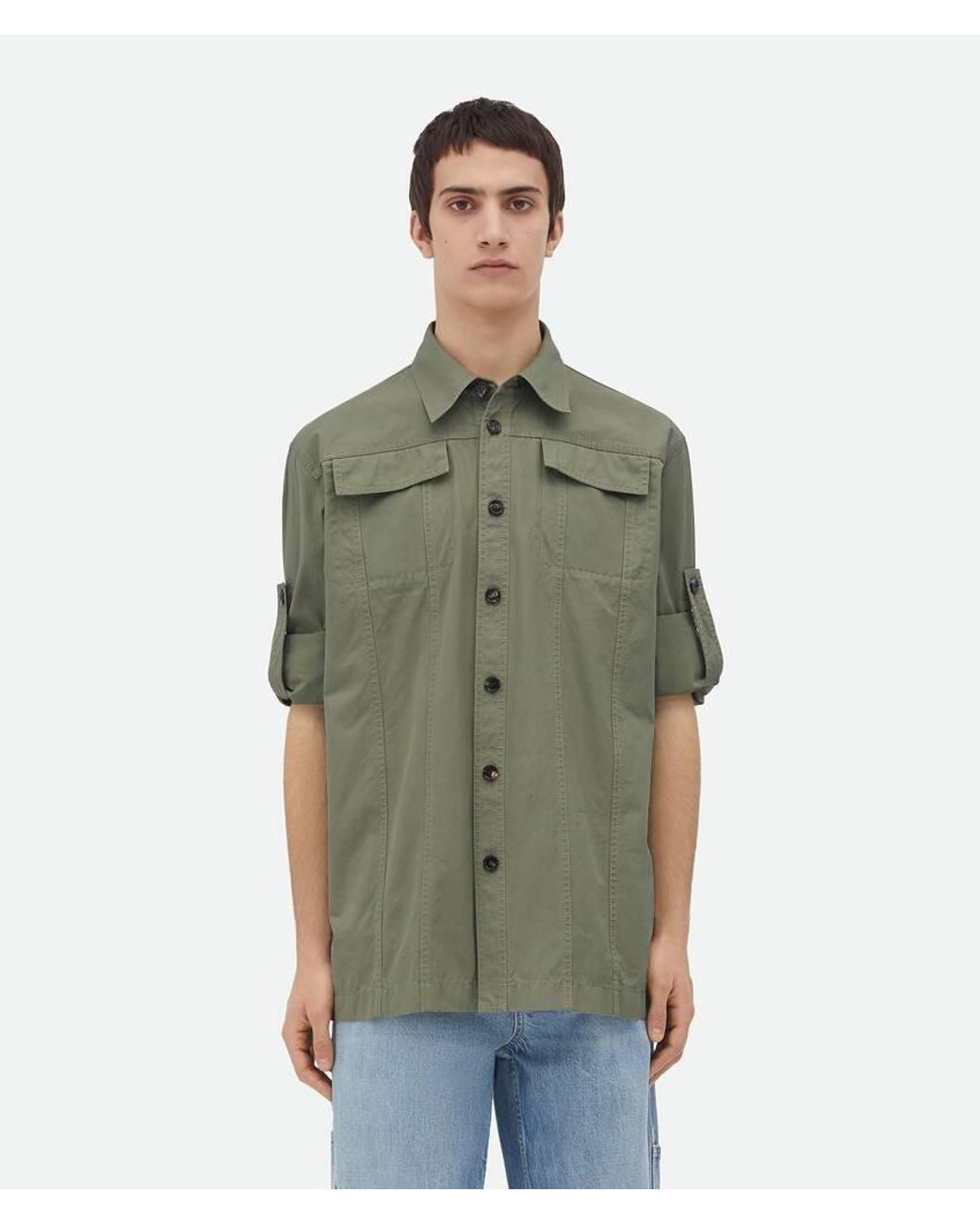Bottega Veneta Green Light Cotton Twill Overshirt for men