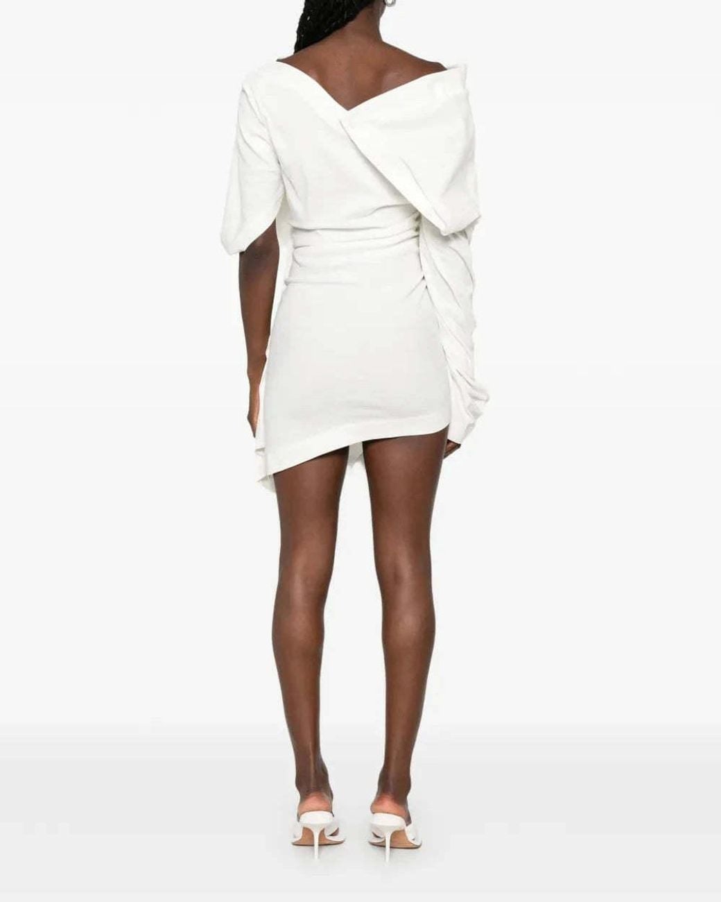 Issey Miyake White Draped Mini Dress