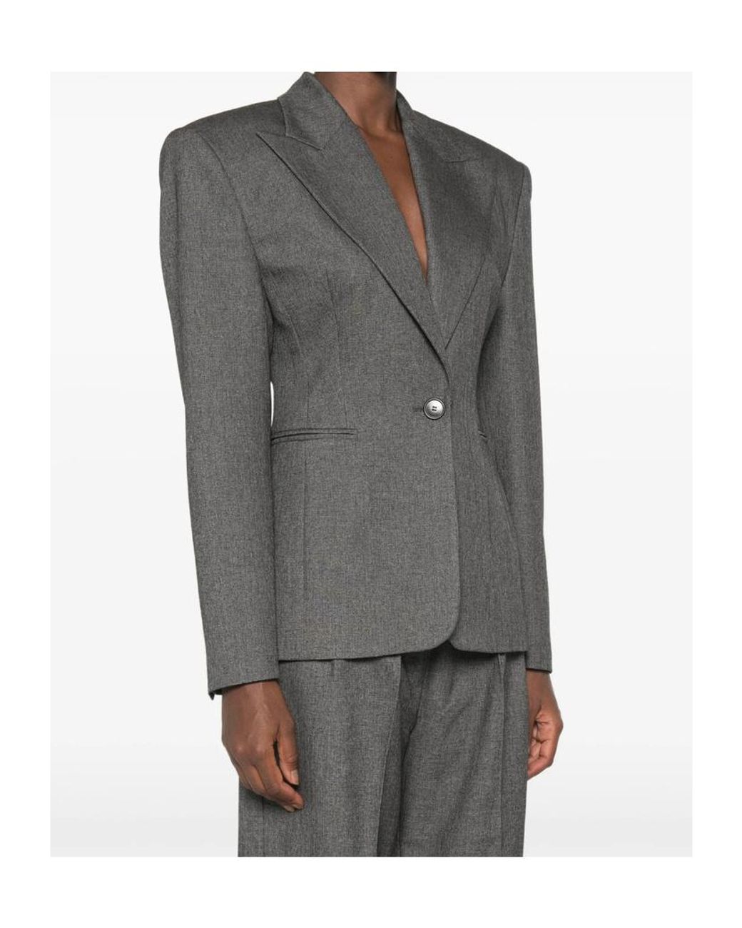 ANDAMANE Gray Single-Button Suit Jacket
