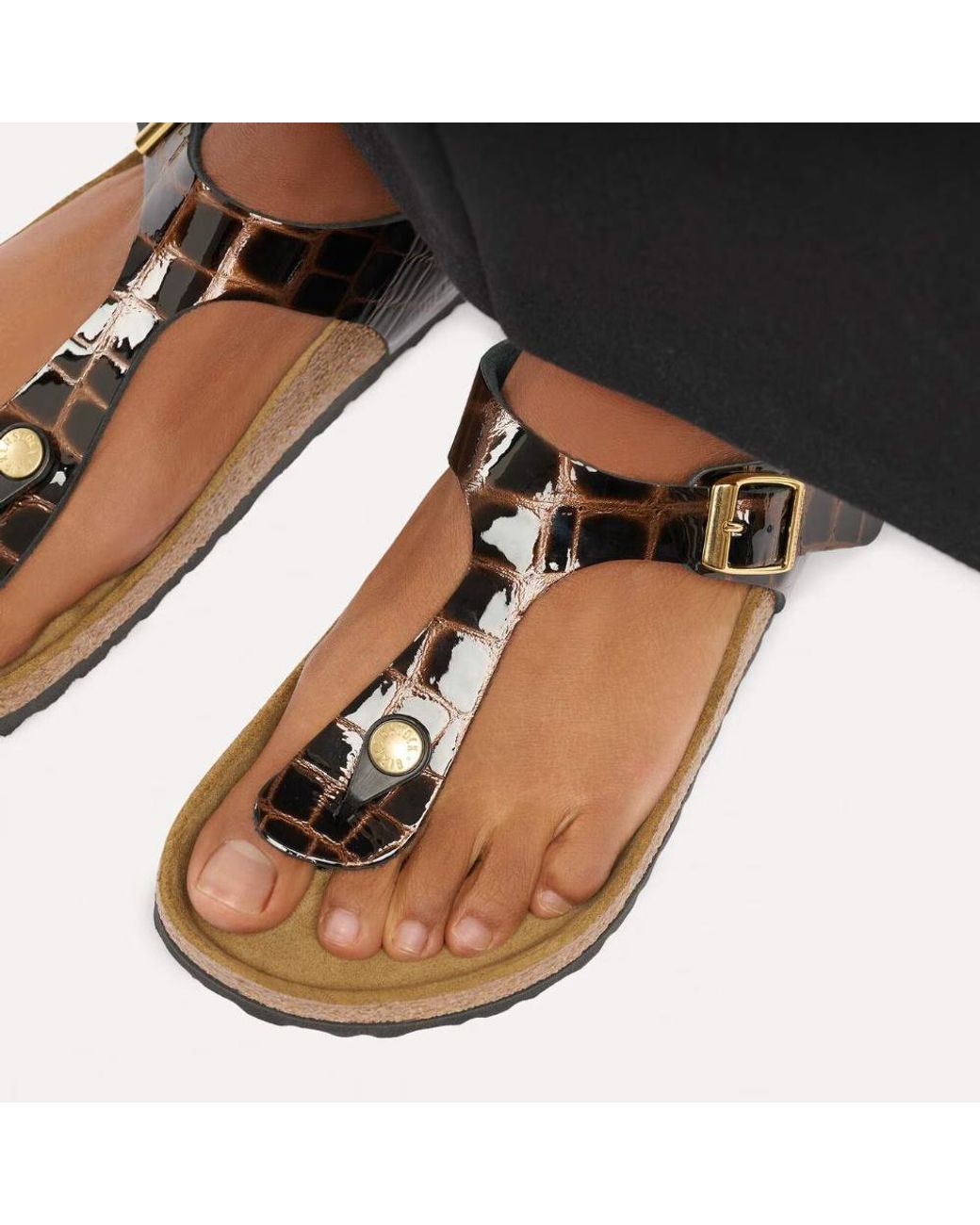 Birkenstock Brown Buckled Thong Flat Sandals