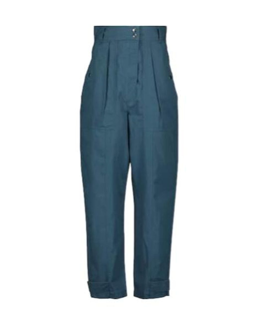 Isabel Marant Blue High-Rise Tapered Cotton Pants