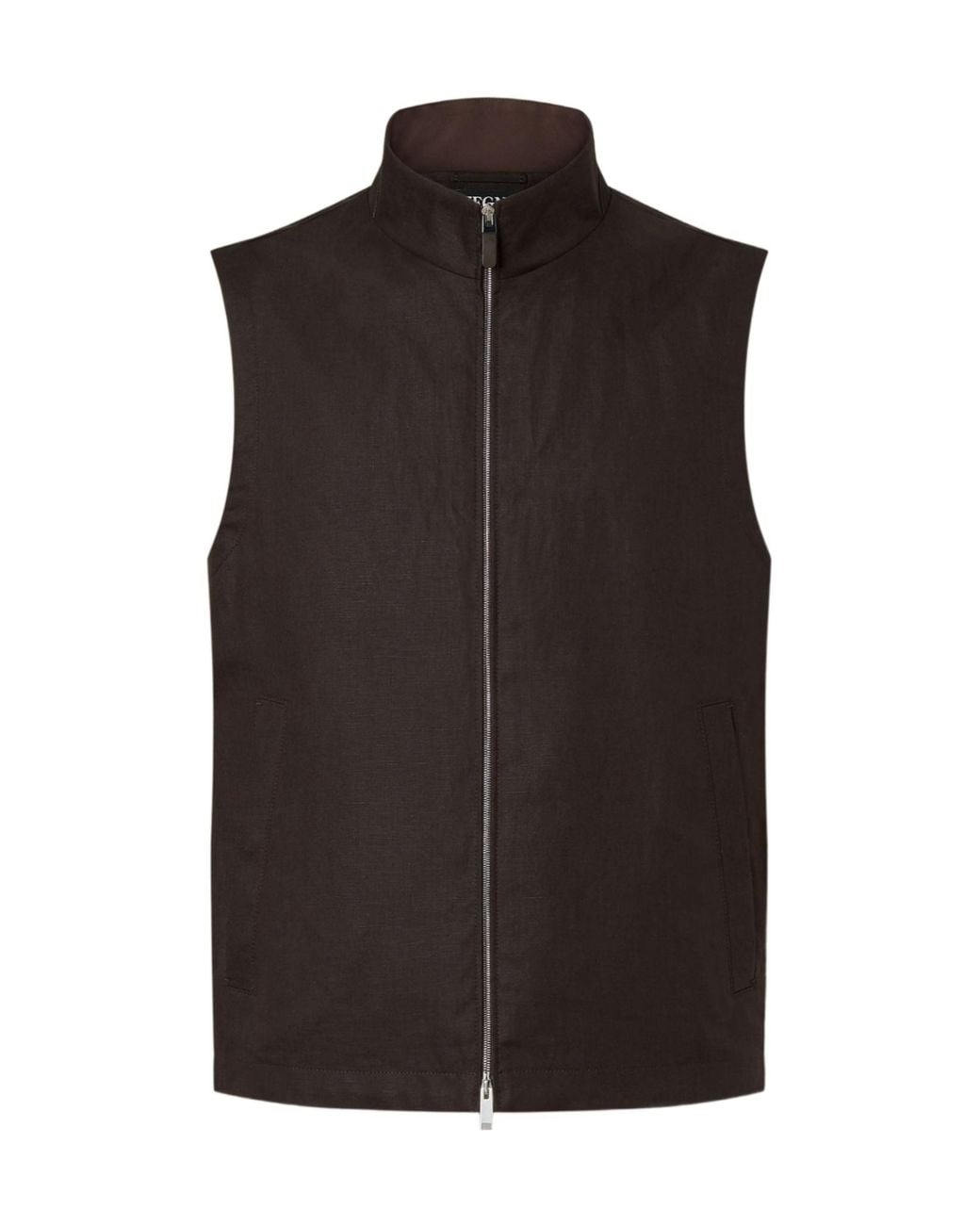 Zegna Black Zip Oasi Lino Vest for men