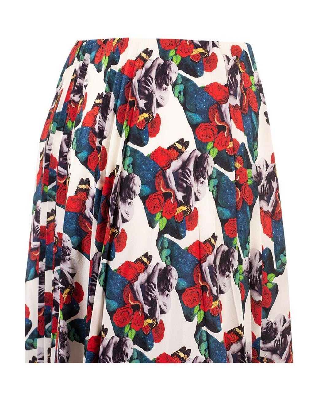 Valentino White X Undercover Lovers Print Pleated Skirt