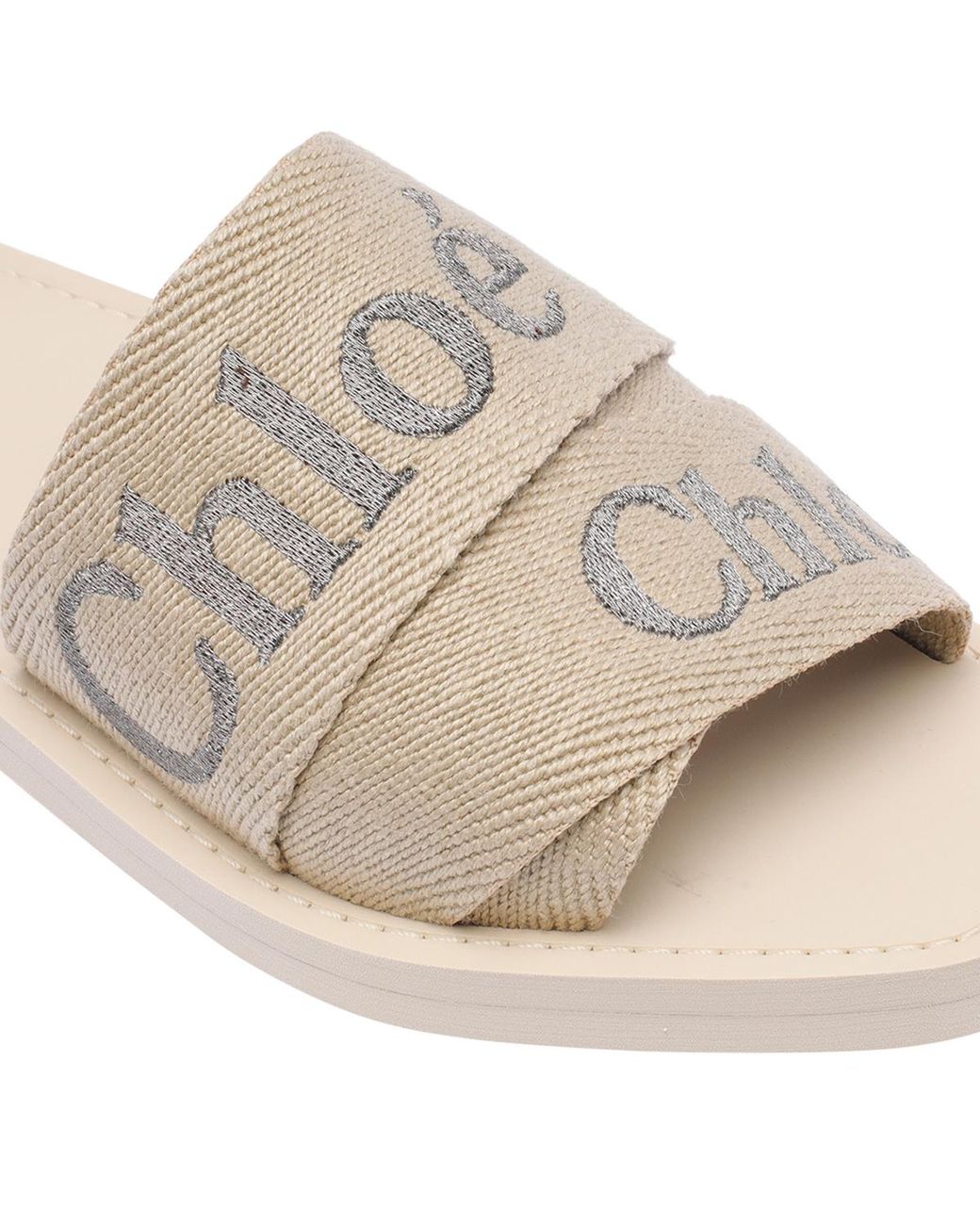 Chloé White Chloé Woody Open Toe Slides