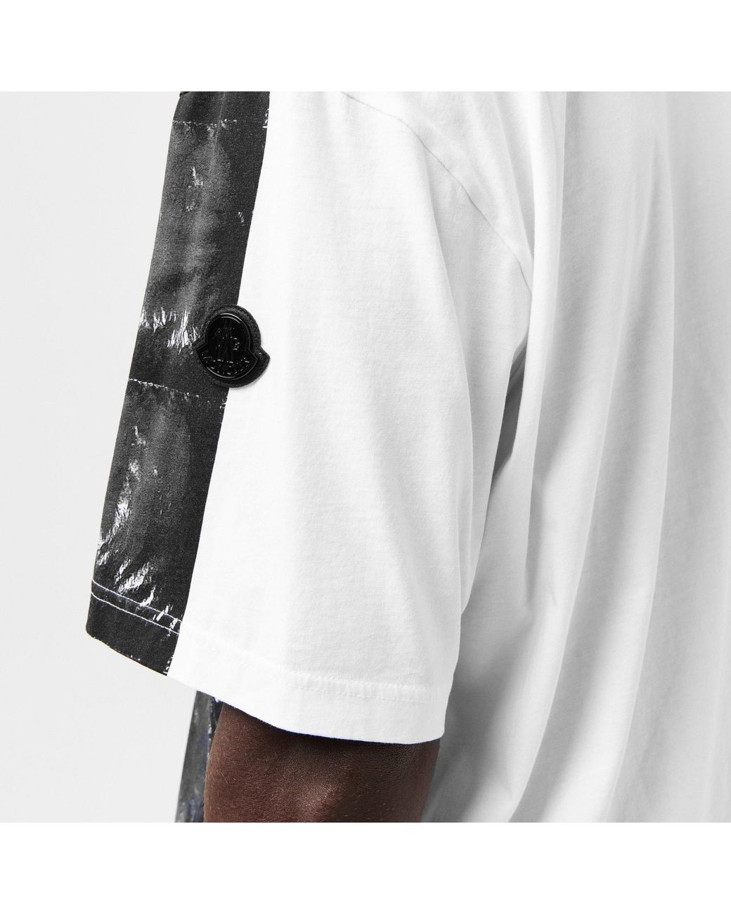 Moncler Black Printed Crew Neck T-Shirt for men