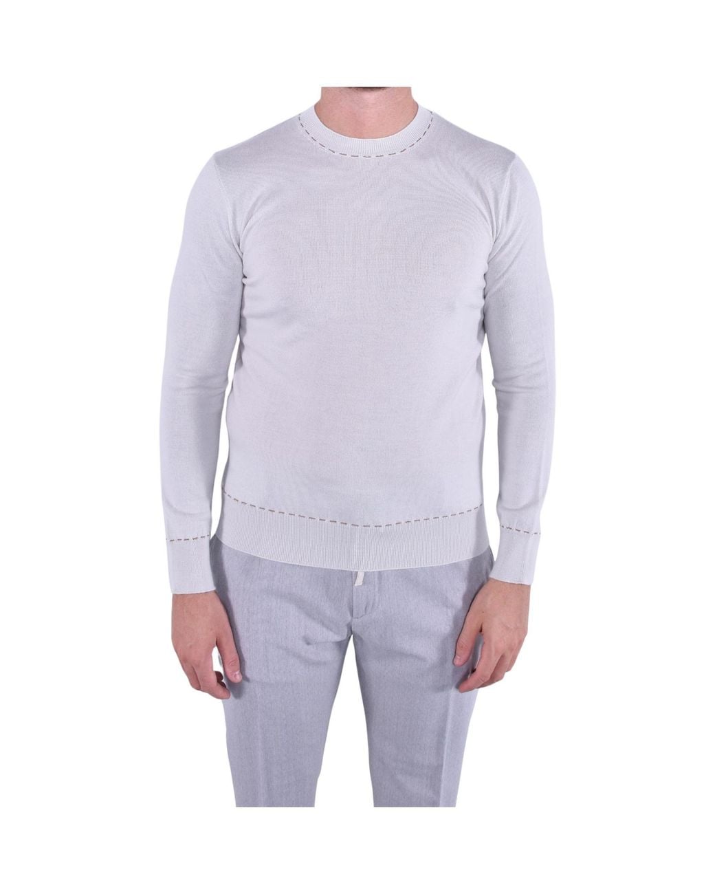 Eleventy Blue Round-Neck Long-Sleeve Knitted Sweater for men