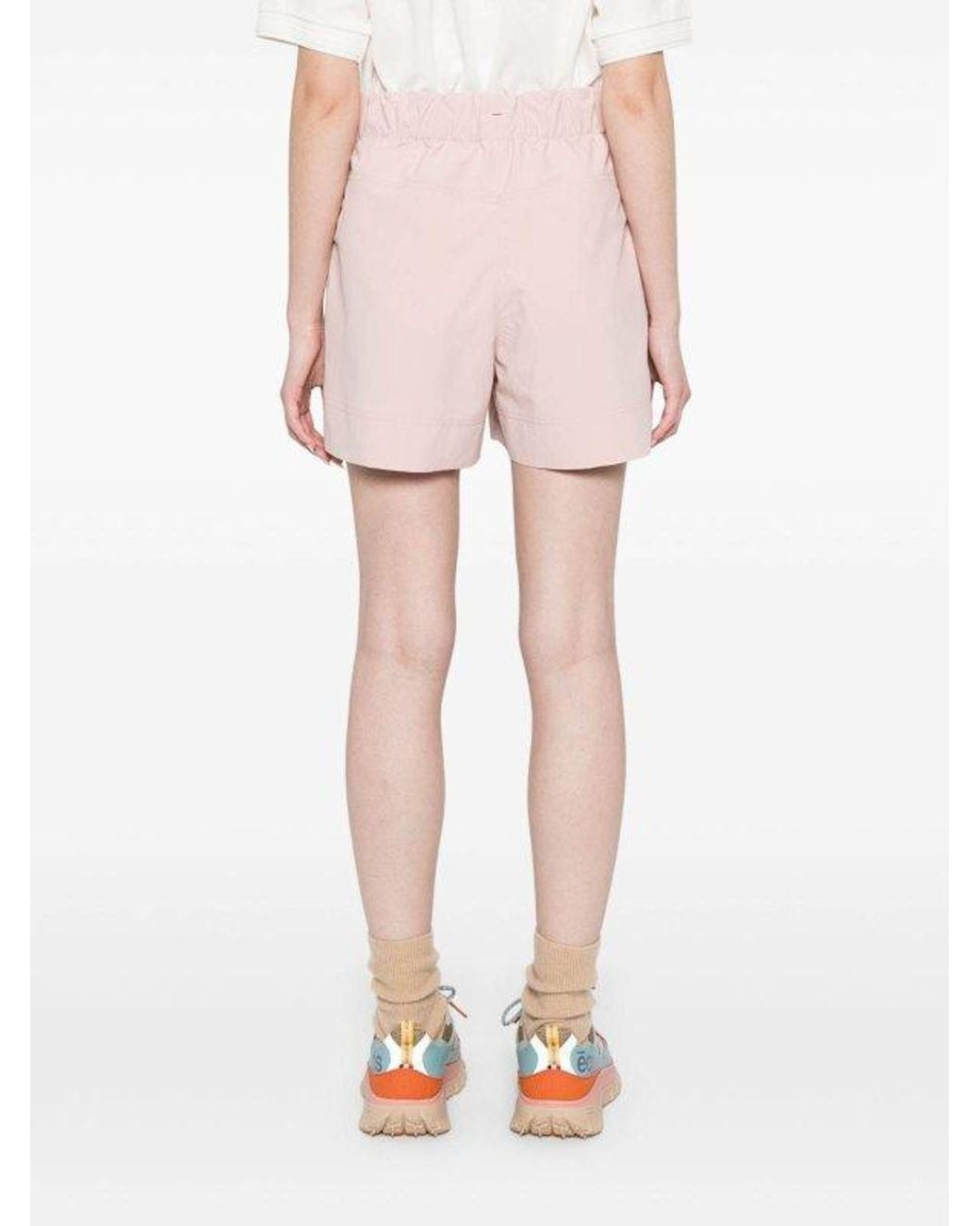 Moncler Pink Grenoble Logo Patch Drawstring Shorts