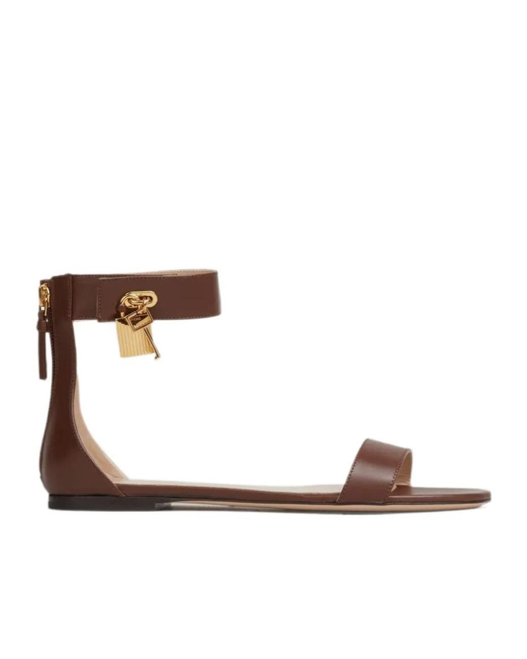 Tom Ford Brown Leather Flat Sandals