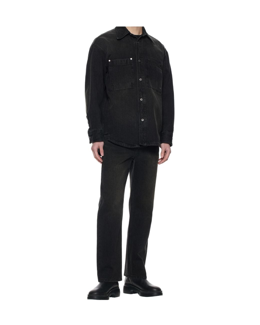 Wooyoungmi Black Logo Patch-Pocket Shirt for men