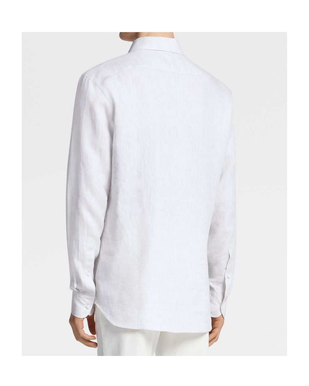 Zegna White Long-Sleeve Linen Shirt for men