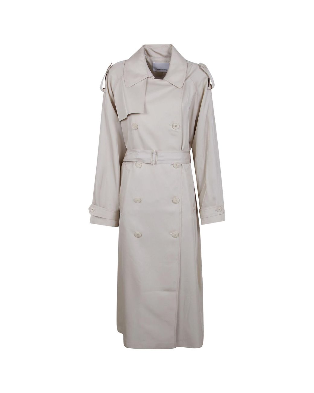 Frankie Shop Gray Double-Breasted Belted Coat
