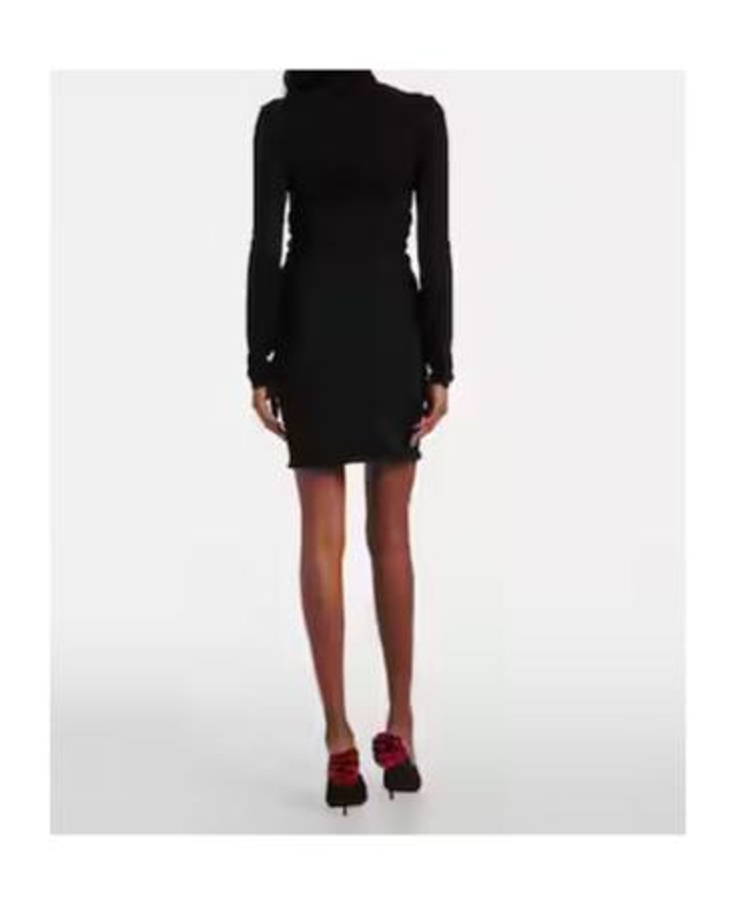 Magda Butrym Black Gathered Sheer Wool-Blend Minidress