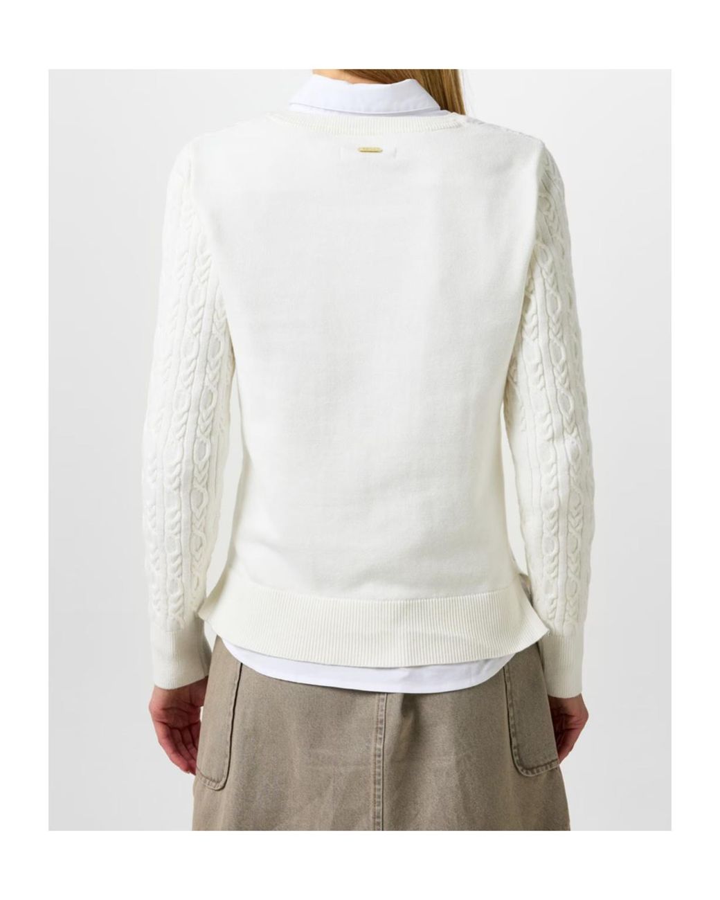 Barbour White Hampton V-Neck Knit