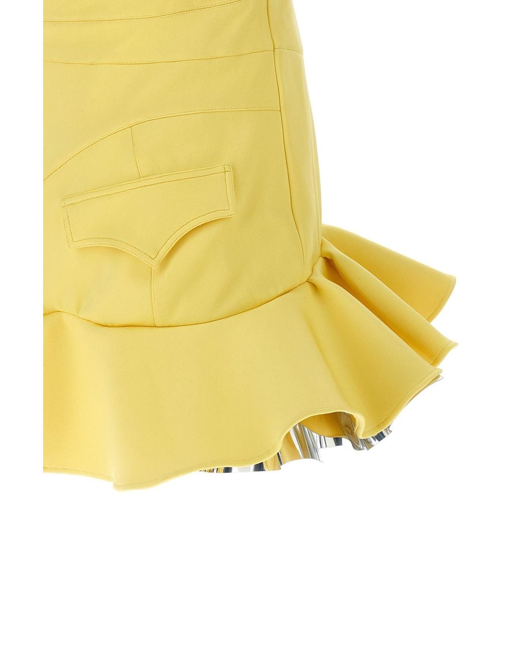 Rabanne Yellow Cut-Out Flounce Mini Dress
