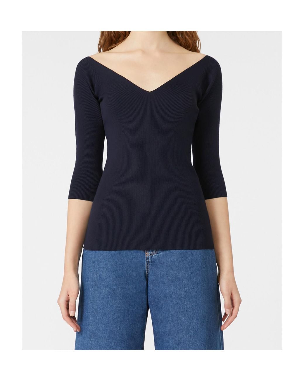 Weekend by Maxmara Blue Viscose Yarn Sweater
