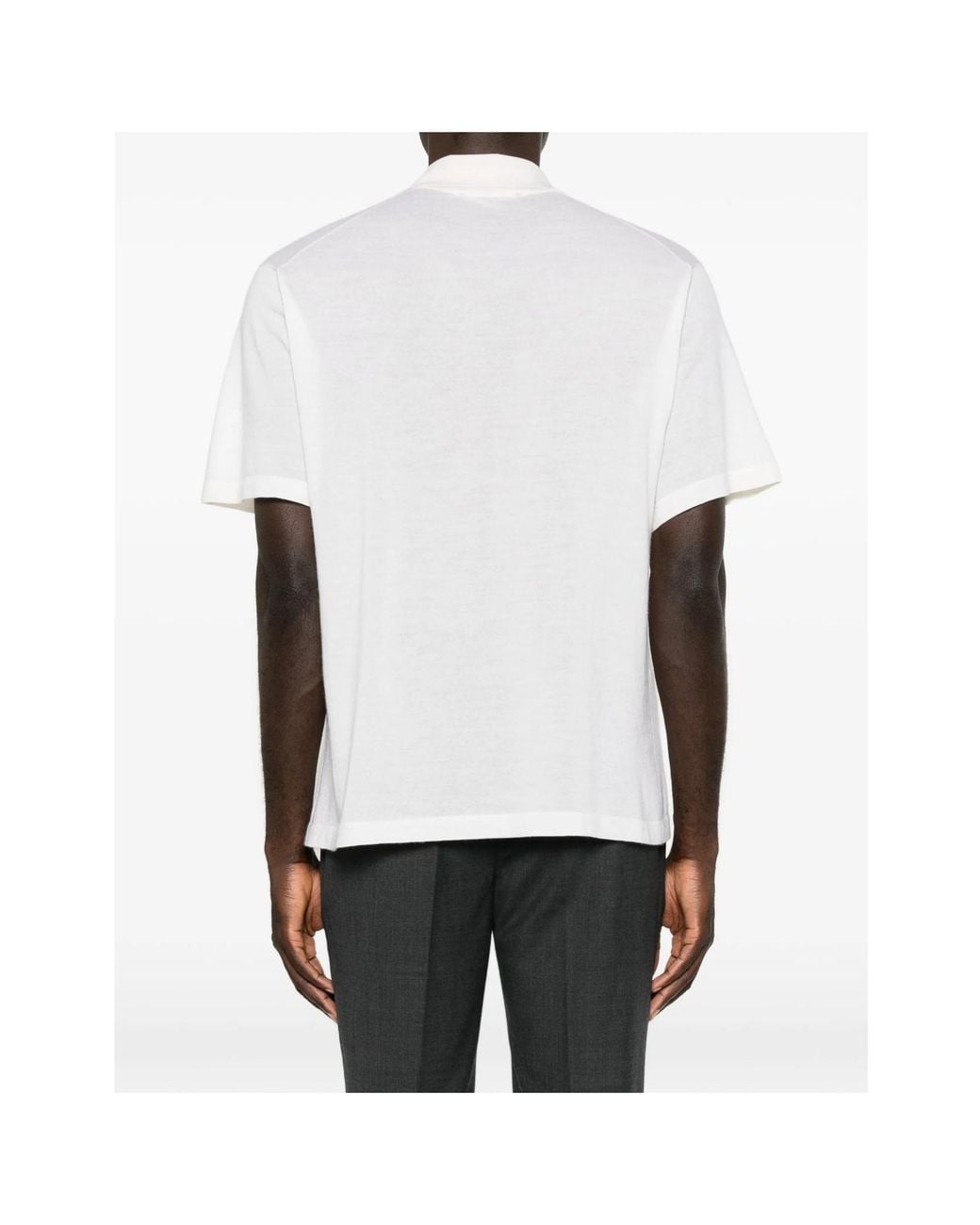 Lisa Yang White Short-Sleeved Knit Polo Shirt for men
