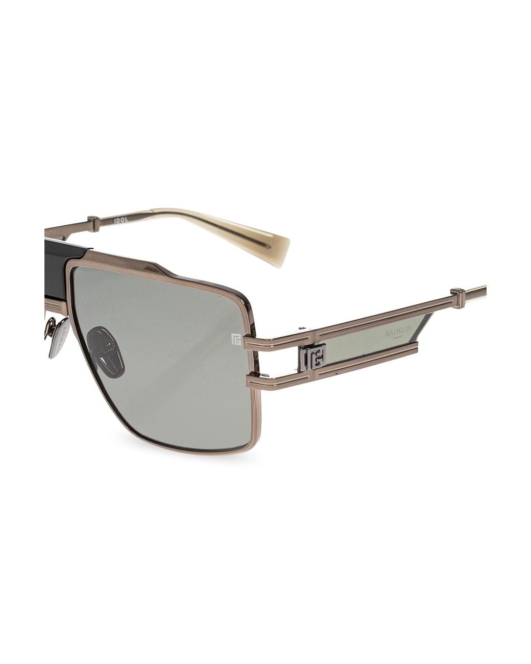 Balmain White Geometric-Frame Sunglasses for men