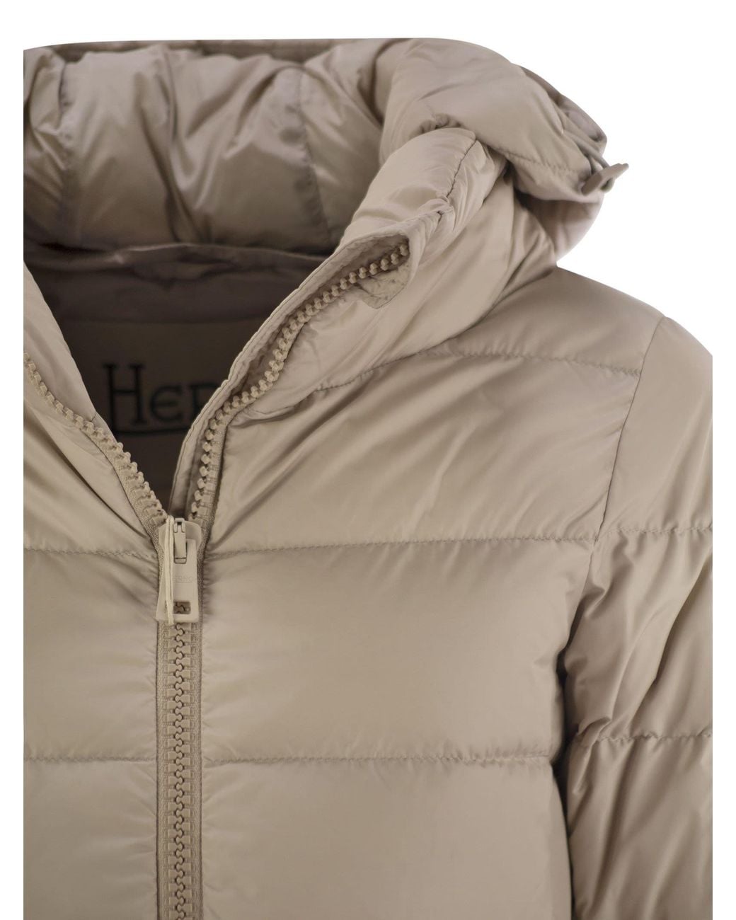 Herno Gray Zip-Up Hooded Down Jacket