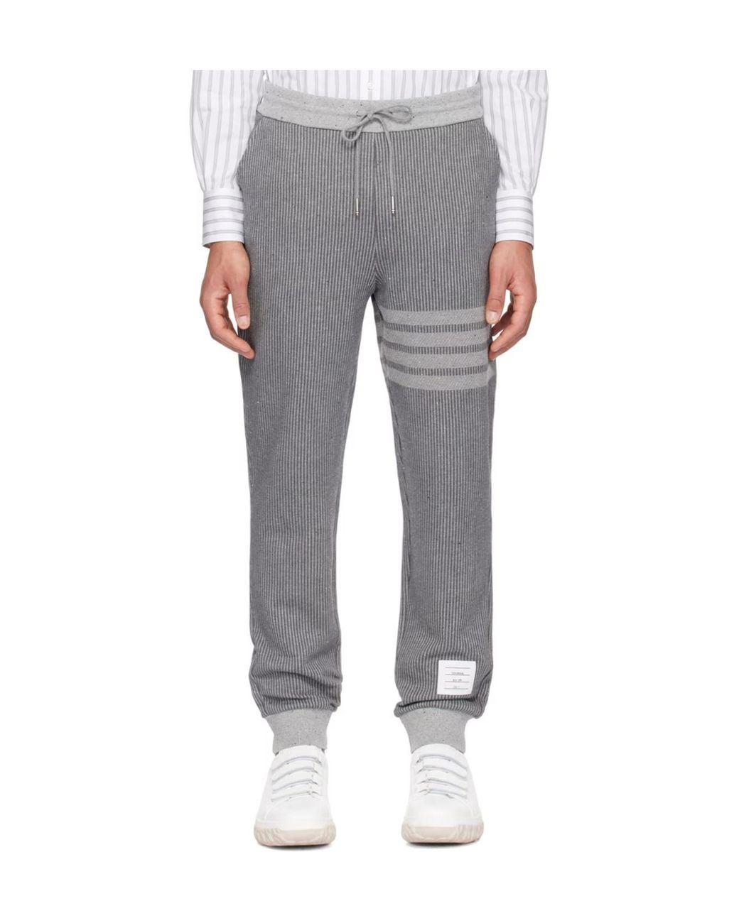Thom Browne Gray Drawstring Knitted Track Pants for men