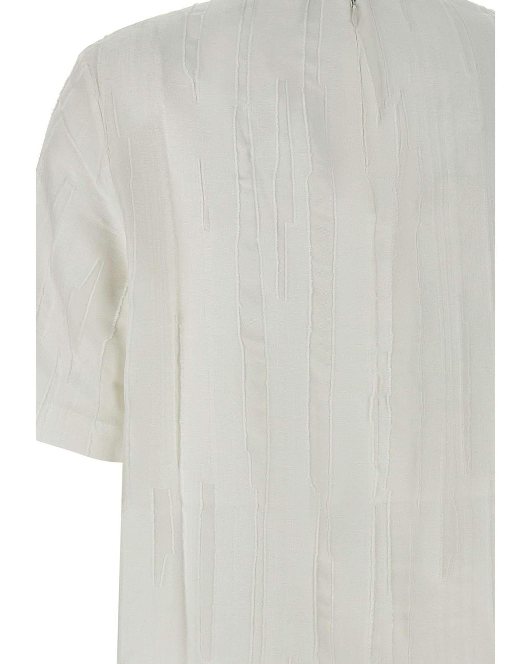 Loulou de Saison White Toba Textured Short-Sleeve Top