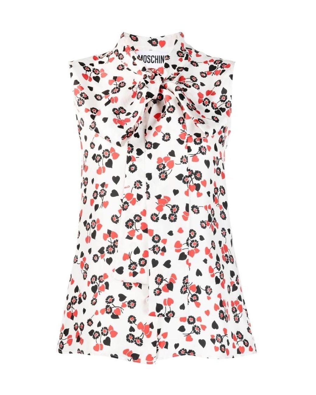 Moschino White Bow Tie Top