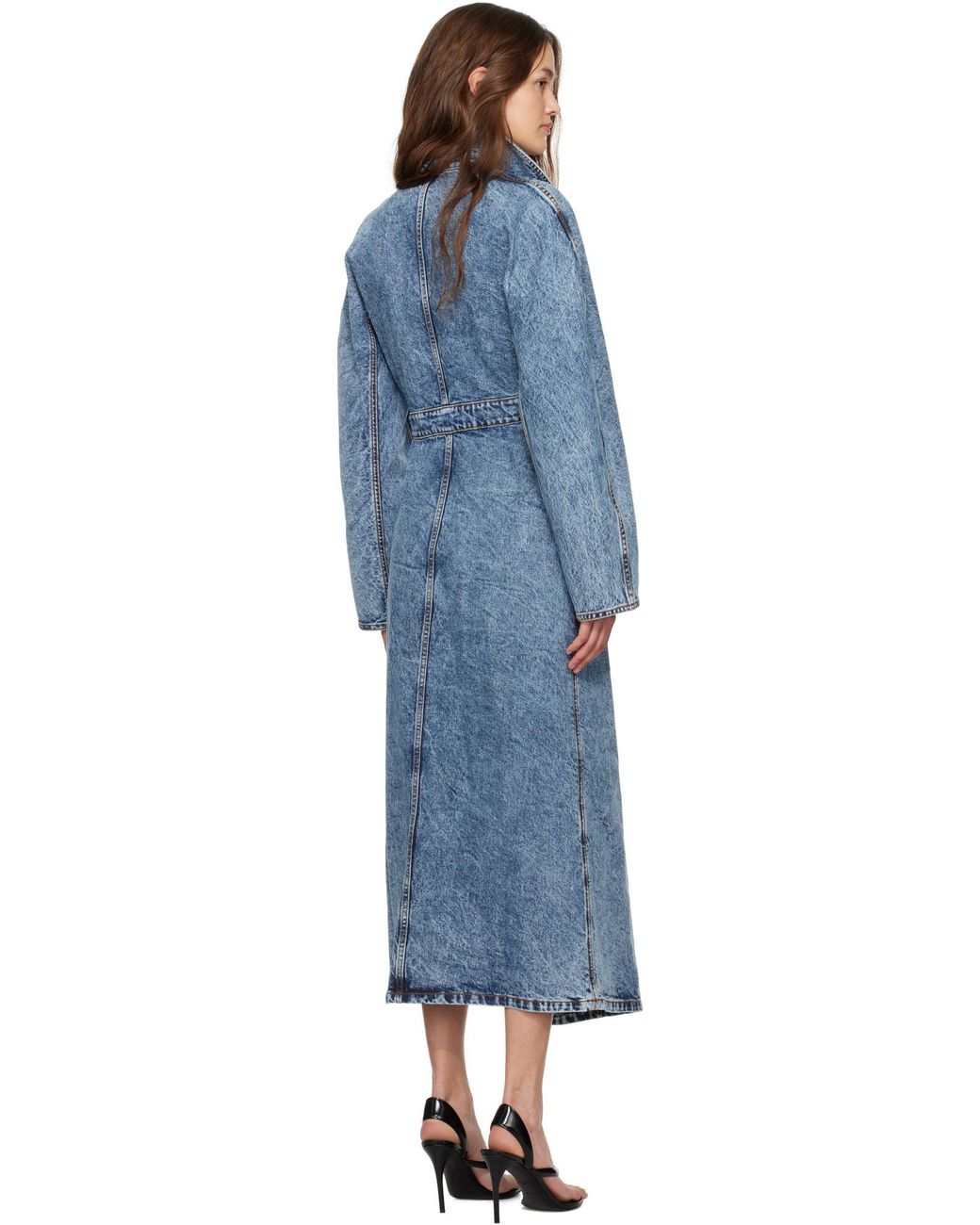 Alaïa Blue Alaã¯A Long Denim Spiral Trench