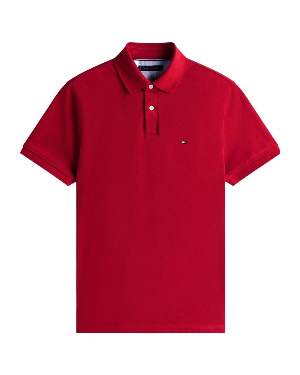 Tommy Hilfiger Red Logo Short Sleeve Polo Shirt for men