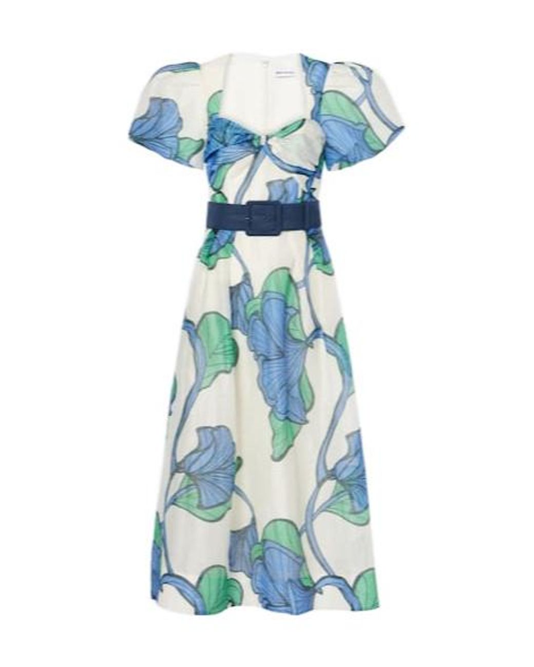 Rebecca Vallance Blue Ivy Floral Linen And Silk Midi Dress