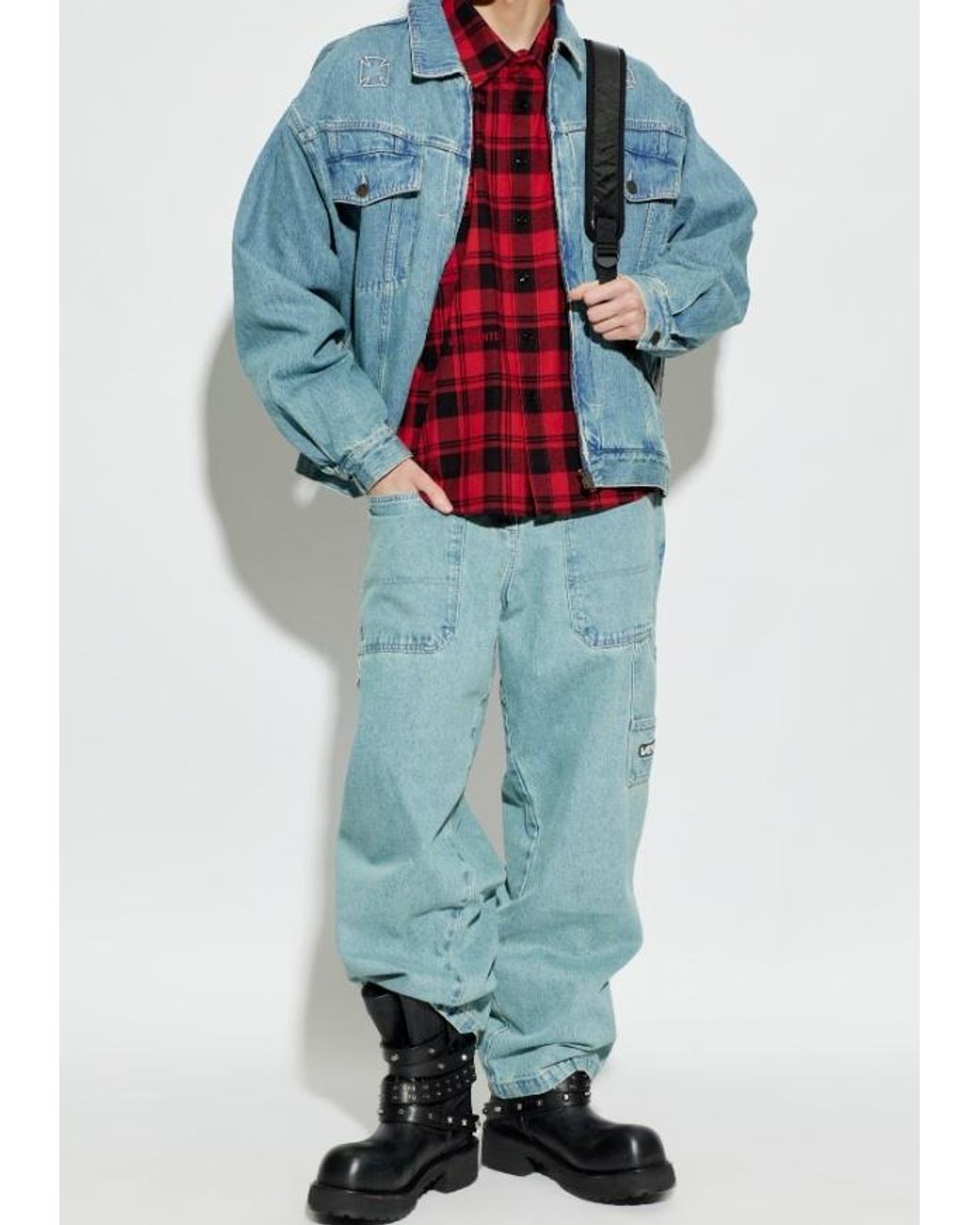 Vetements Blue Logo-Print Denim Jacket for men