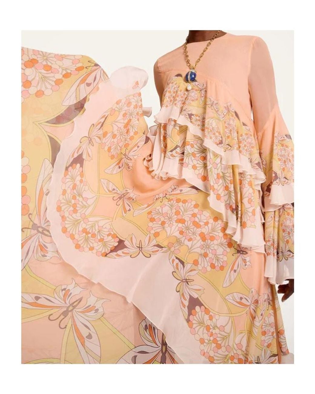 LaDoubleJ Pink Ruffled Floral-Print Dress