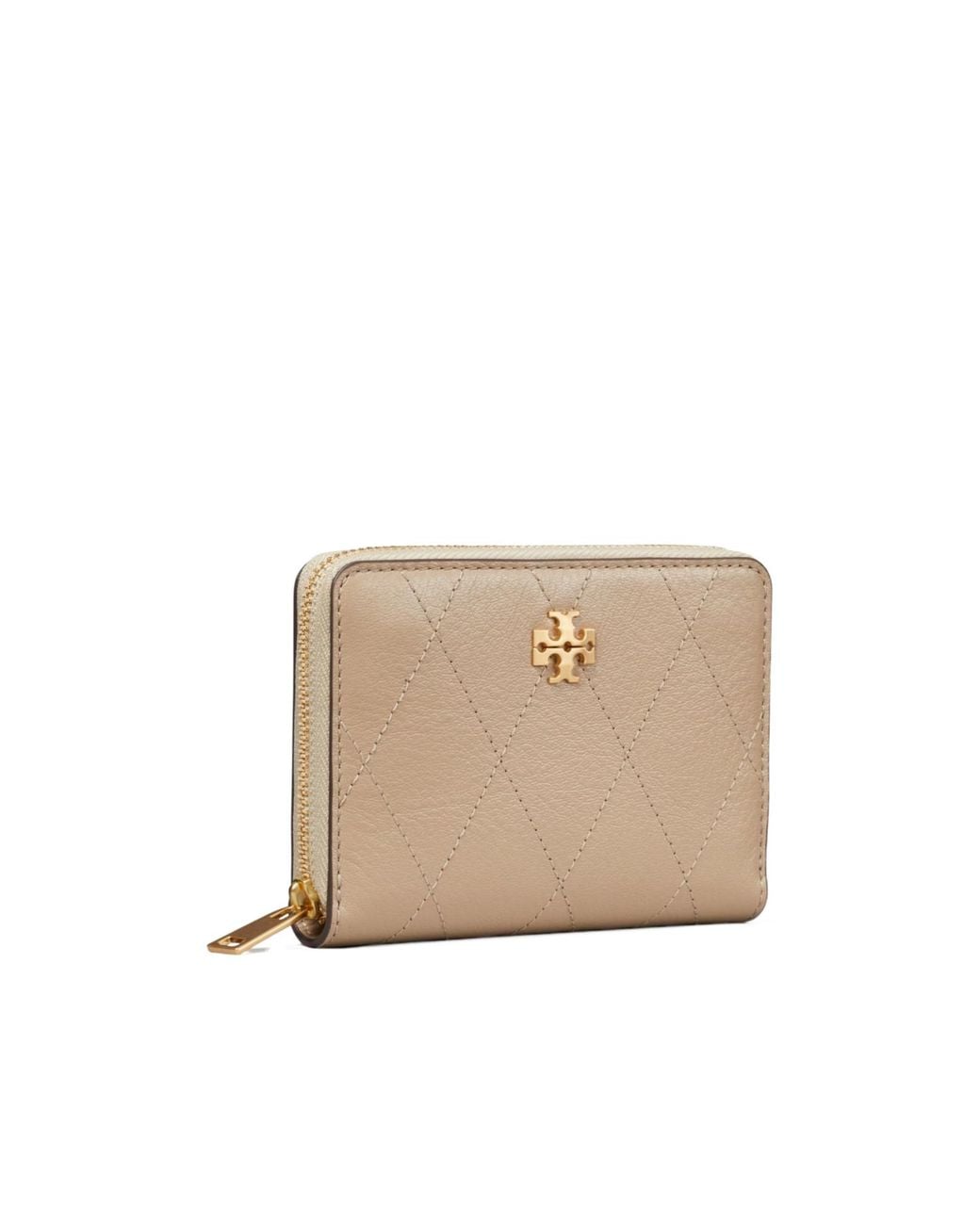 Tory Burch Natural Quilted Zip-Around Wallet