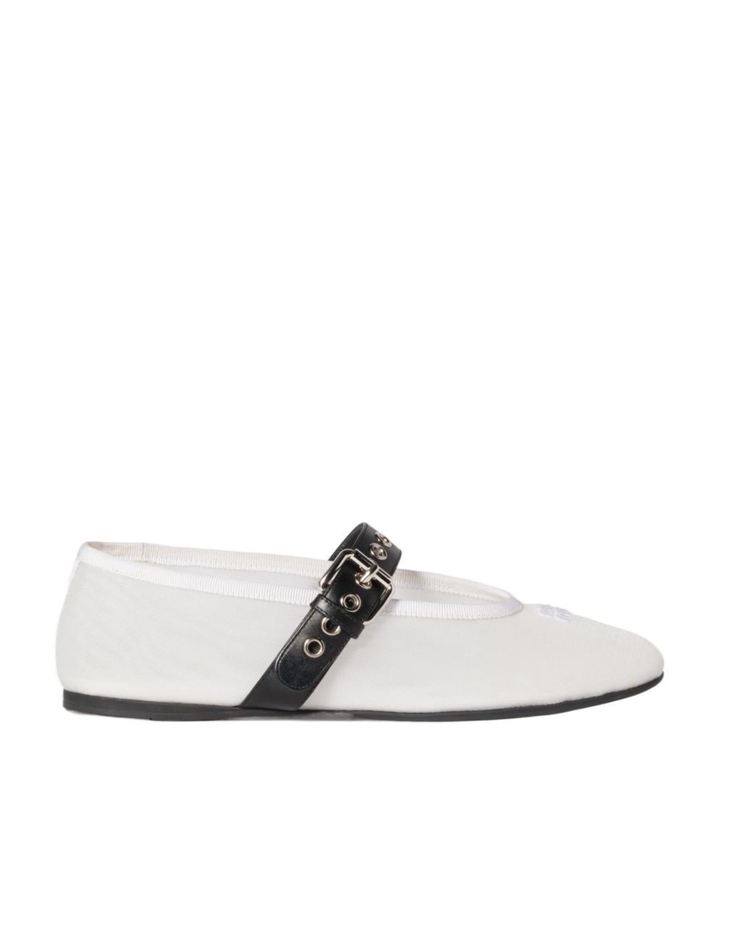 Miu Miu White Logo-Embroidered Ballerines