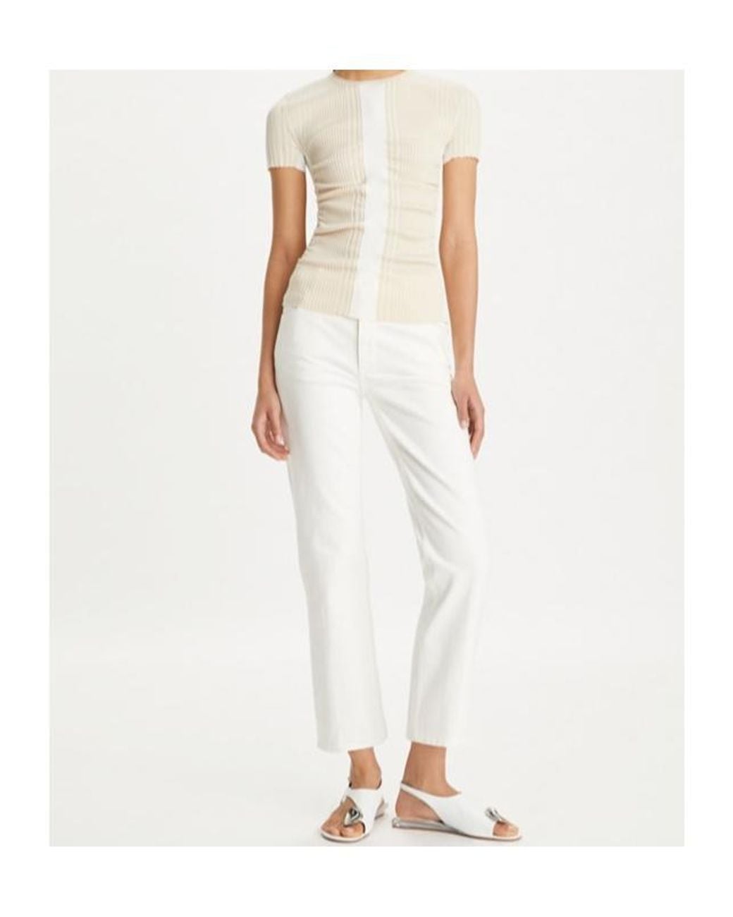 Tory Burch White Kick Flared Jeans