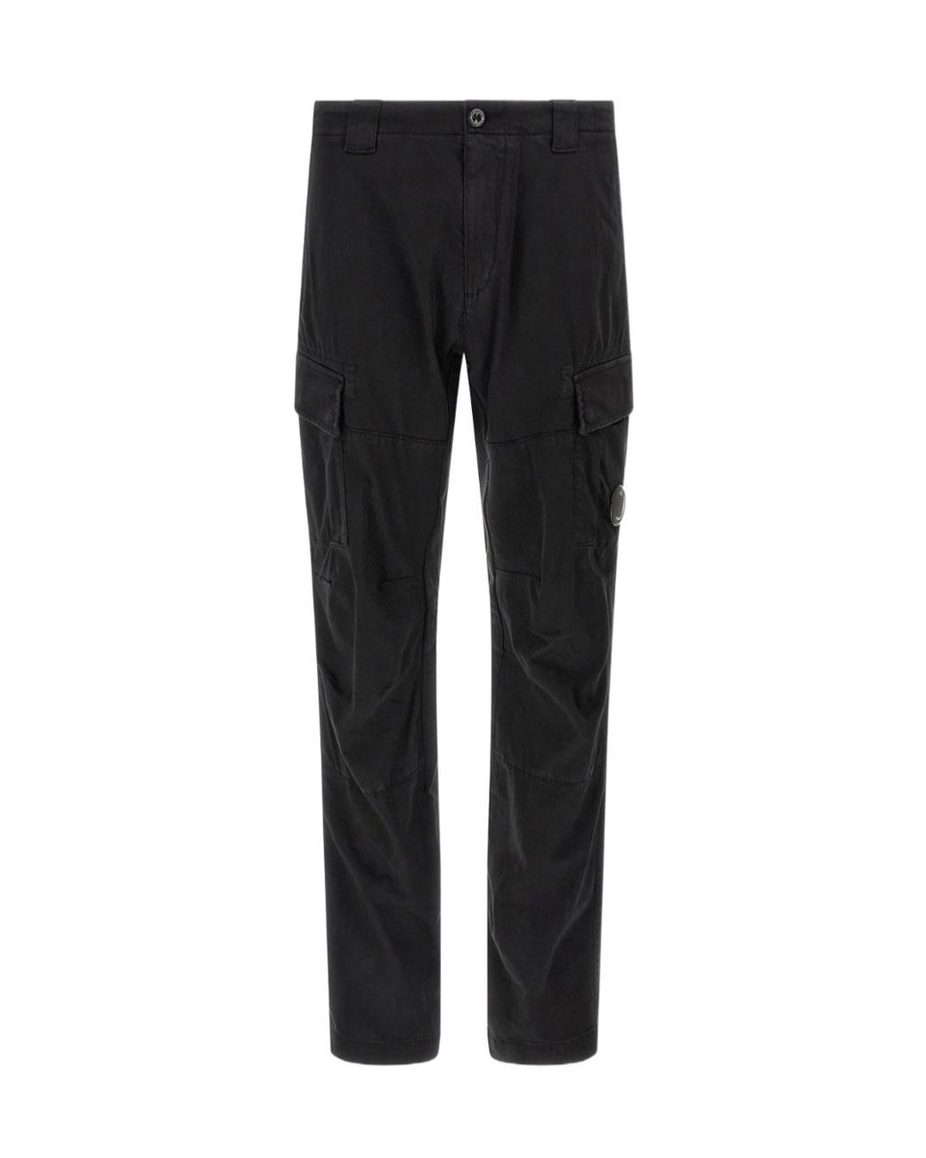 C P Company Black Satin Cargo Pants for men