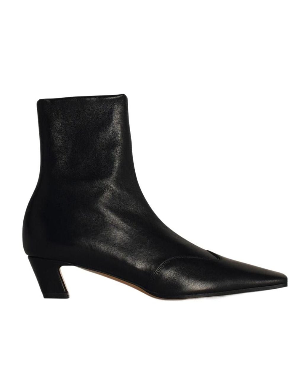 Khaite Black Nevada Almond Toe Ankle Boots