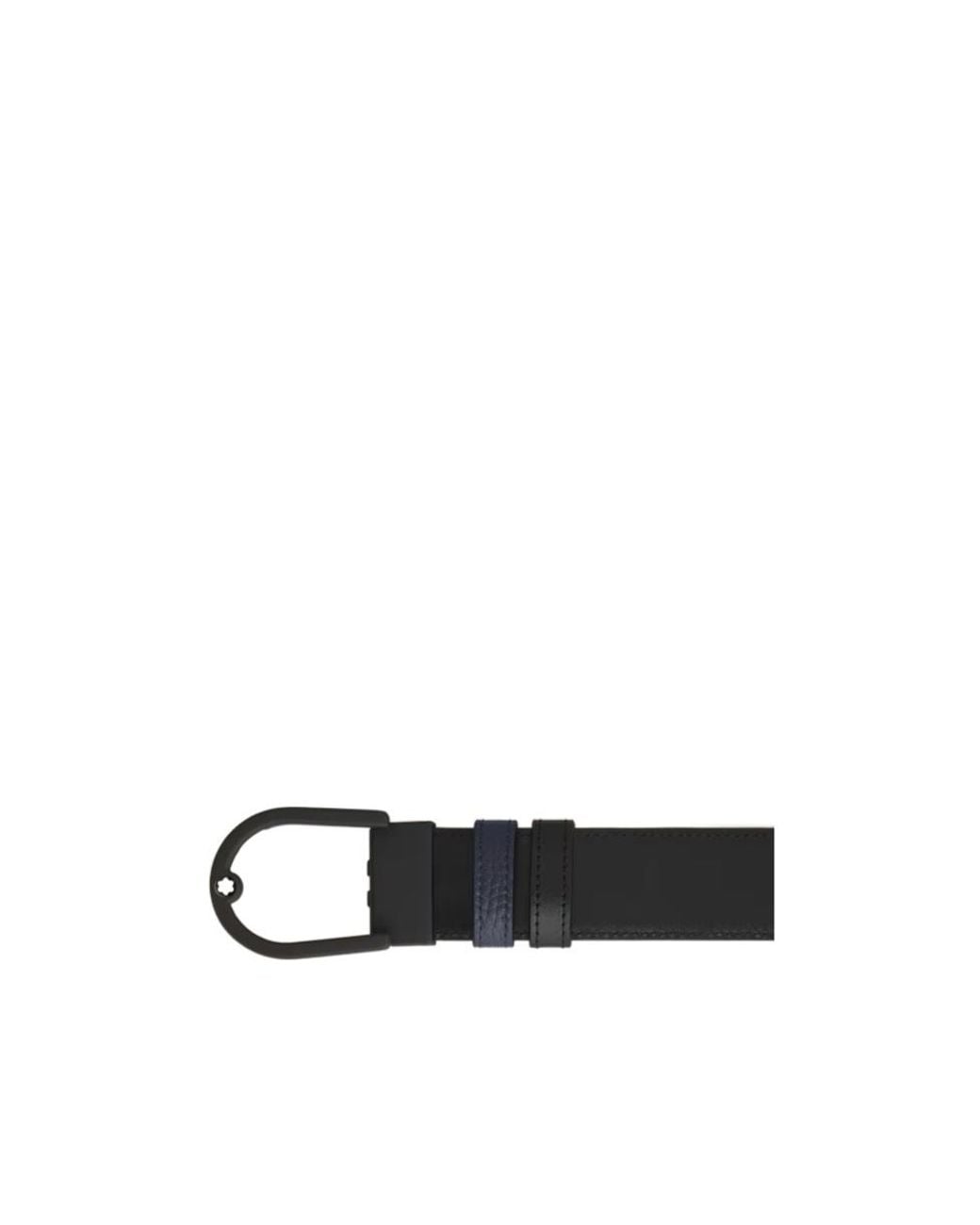 Montblanc Black Horseshoe Light Buckle Midnight/ 35 Mm Reversible Leather Belt for men