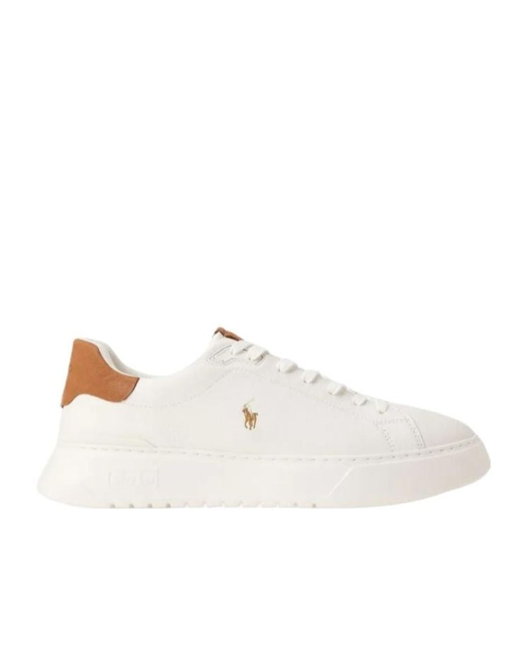 Polo Ralph Lauren White Rlite Court Logo-Embroidered Sneakers for men